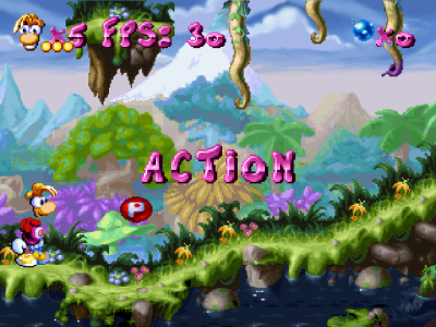 This is a test level showing off the dream forest environment. I have not overhauled Rayman's graphics to fit the Playstation version yet, although some objects have this graphical style.