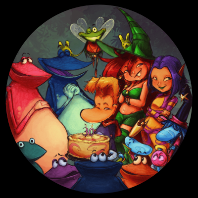 Rayman Alive art, with Rayman and his friends celebrating his 30th birthday!!
