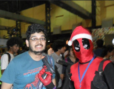 Here's me with Deadpool at Comic Con Mumbai in December 2014.