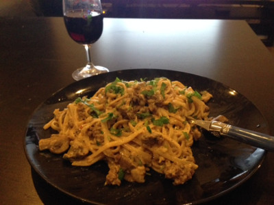 Beef stroganoff with pasta