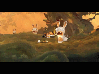 Rayman beating up a Rabbid.gif
