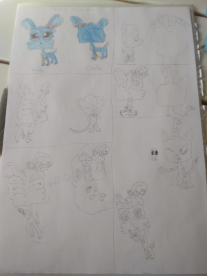 Aledis' Extended Ref Sheet, along with some sketches such Aledis seeing a G2-styled mouse eating cheese and Aledis being hypnotised by the Guardian of the Cave of Bad Dreams.