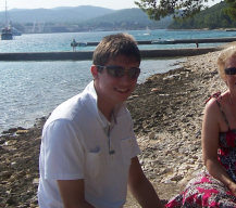 Me sitting by the beach on the same island