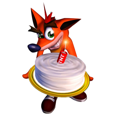 Since your name has dynamite in it here's a cake with dynamite in it from crash bandicoot just don't eat the cake
