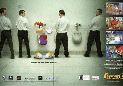 FIRST OF ALL at a urinal, with a ton of grown men looking at another (ray?)man’s features