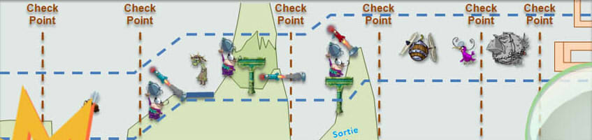 Plan du niveau Hé-ho, Moskito ! datant du développement de Rayman Origins, sur lequel apparait un oiseau chasseur.
