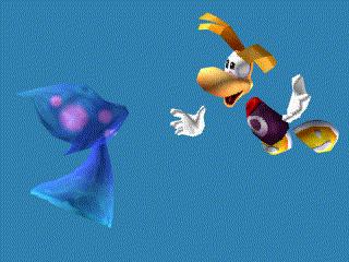 Animation de Rayman et d'un Zaq, que l'on pouvait trouver dans la zone VIP de la RaymanZone.