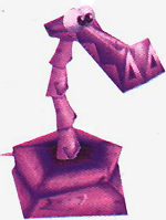 Artwork de Sssssam avec une peau métallique, visible dans le manuel de Rayman 2.