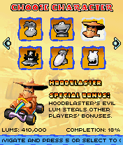 Un Fantasnip Caporal dans le menu de sélection des personnages de Rayman Kart.