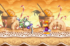 Une sucette sauteuse se brisant une fois battue par Rayman.