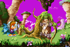 Rayman transportant un tonneau de poudre.