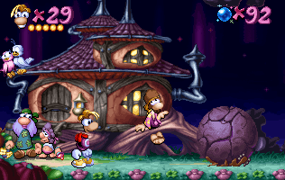 Rayman doit sculpter une nouvelle guitare pour le Musicien avec ce rocher.