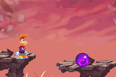 Una esfera mágica morada en la versión portable de Rayman 3.