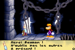 Un Grand Mini couronné remerciant Rayman de l'avoir libéré.