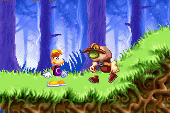 Un Livingstone dans la version Game Boy Advance de Rayman contre les Lapins Crétins.