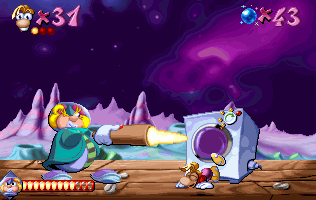 Space Mama tirant un laser avec son rouleau à pâtisserie.