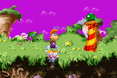 Un lampadaire magique dans la version Game Boy Advance de Rayman 3.