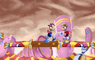 Bad Rayman dans un niveau des Langues avec Rayman.