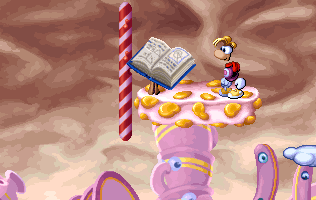 Rayman retrouve le grimoire de la connaissance dans le repère de Mr Dark.