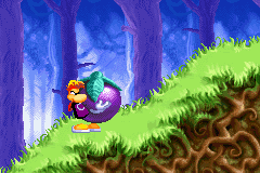 Rayman portant une prune.