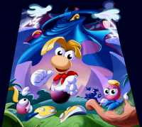 Quatrième image du diaporama d'introduction, qui est aussi l'artwork de la jaquette. On peut y voir Rayman, des Électoons, Mr Dark et Mr Stone.