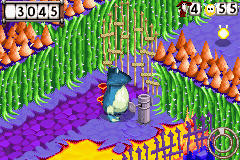 Globox peut actionner un interrupteur pour ouvrir la porte du chemin de Rayman.