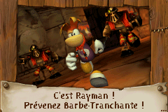 Rayman pourchassé par des Sbires de Barbe-Tranchante dans la version Game Boy Advance de Rayman 3.