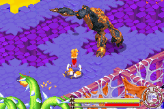 Le monstre incendiaire affrontant Rayman.