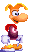 Animation d'attente de Rayman, qui se joue lorsque le joueur ne le fait pas avancer. On remarque qu'il a une apparence très proche de celle qu'il a dans Rayman 2.