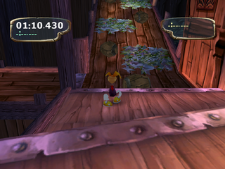Des tonneaux en bois dans Port du Zénith (Rayman M).