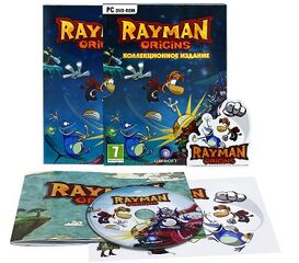 Rayman Origins: Original Soundtrack et le reste du contenu de l'édition collector russe de la version PlayStation 3 de Rayman Origins.