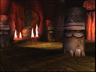 Un rendu 3D du Donjon de l'Oubli réalisé par Rossana Cesaretti, une des graphistes de Rayman M.