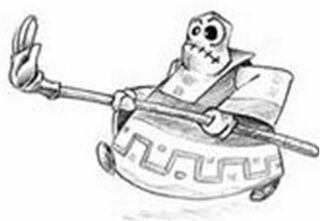Concept art d'un Hallebaffier. On peut le voir dans l'artbook de Rayman 3.