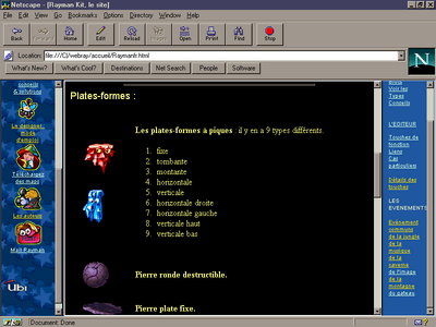 La section d'aide d'Ubi Online pour le mode mapper de Rayman Designer.