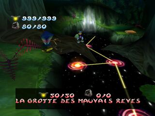 Un hologramme de Jano est utilisé pour représenter la Grotte des Mauvais Rêves dans la Voie des Portes de la version originale.
