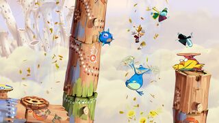 Cette image datant du développement de Rayman Origins montre un poisson piquant bleu dans le Désert des didgeridoos.