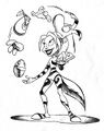 Concept art de la fée Ly jonglant avec les parties du corps de Rayman. On peut notamment le voir dans le manuel anglais de Rayman Revolution.