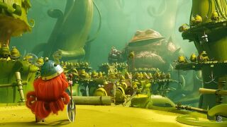 Barbara face à une armée de Crapauds verts dans la bande-annonce du jeu à l'E3 2013.