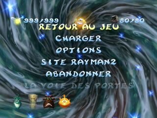 Un super Lums jaune dans l'écran de pause de Rayman 2.