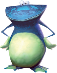 Artwork de Globox, visible dans le manuel de Rayman 2.