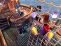 Le premier design du pont du bateau de Rayman et Globox.