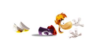 Rayman glissant sur le sol.