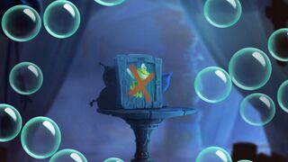 Buborékok a Nintendo Wii Ü Gamepad-jén, egy Murfy-mentes tábla körül a Rayman Legends-ben.