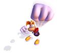 Rayman lançant son poing.