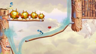 Rayman planant le long d'un courant d'eau.