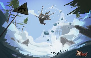 Concept art des mini-jeux de type "Entorse du Gnou" (Col de l'Humérus, Pic à Glace, Mont Derrière et Val à Bassyjisuis).