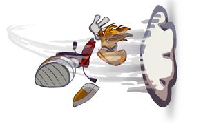 Artwork de Rayman lançant son poing.