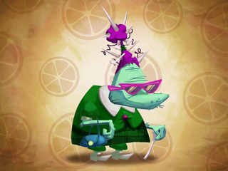 Fond d'écran de mamie dans Rayman Fiesta Run.