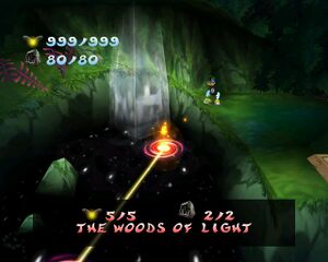 La puerta mágica en la Sala de las Puertas que lleva a Rayman al Bosque de la Brisa