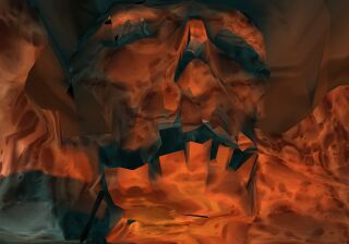 La formation rocheuse en forme de crâne dans la Caverne du Crâne de Rayman Revolution.